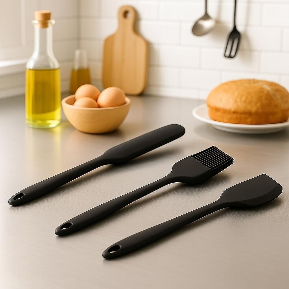 Silicone Cooking Utensils Set, 9Pcs Kitchen Utensil Set with Stainless Steel Han - Picture 7 of 9